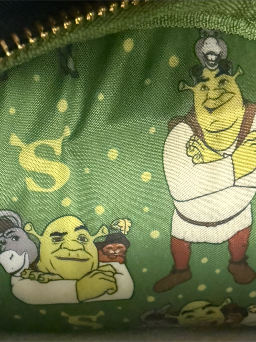 Loungefly Shrek Donkey and Puss in Boots Trio Triple Pocket/Zip Backpack NWT 💚 - Picture 10 of 12
